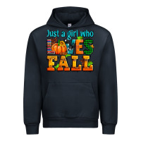 Navy just a girl who loves fall Urban Hoodie - AdoDesignShop
