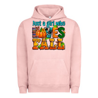 Pigment Salmon just a girl who loves fall Urban Hoodie - AdoDesignShop