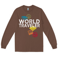 Chestnut world traveler passport stamp gift shirt for men and women t shirt Long Sleeve Tee - trangStudio