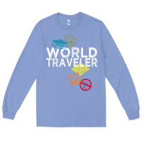 Colony Blue world traveler passport stamp gift shirt for men and women t shirt Long Sleeve Tee - trangStudio