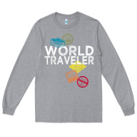 Heather Grey world traveler passport stamp gift shirt for men and women t shirt Long Sleeve Tee - trangStudio