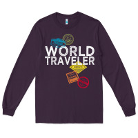 Plum world traveler passport stamp gift shirt for men and women t shirt Long Sleeve Tee - trangStudio