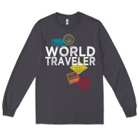 World Traveler Passport Stamp Gift Shirt For Men And Women T Shirt Long Sleeve Tee | Teevron