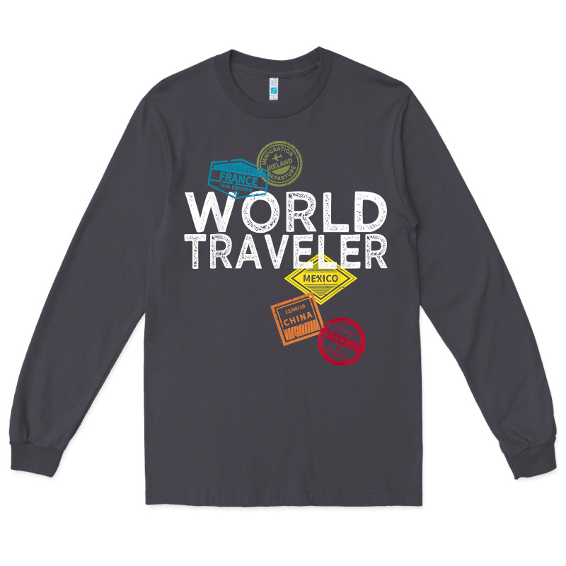 World Traveler Passport Stamp Gift Shirt For Men And Women T Shirt Long Sleeve Tee by trangStudio | Teevron