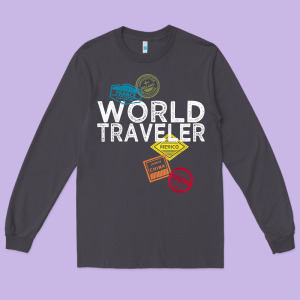 World Traveler Passport Stamp Gift Shirt For Men And Women T Shirt Long Sleeve Tee Designed By Trangstudio