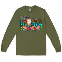 Army Green Blessed Mama Flowers Cow Long Sleeve Tee - CowCowDesign