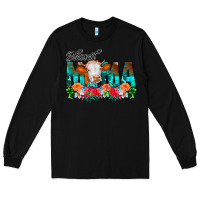 Black Blessed Mama Flowers Cow Long Sleeve Tee - CowCowDesign