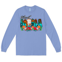 Colony Blue Blessed Mama Flowers Cow Long Sleeve Tee - CowCowDesign