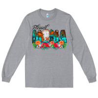 Heather Grey Blessed Mama Flowers Cow Long Sleeve Tee - CowCowDesign