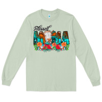 Matcha Blessed Mama Flowers Cow Long Sleeve Tee - CowCowDesign
