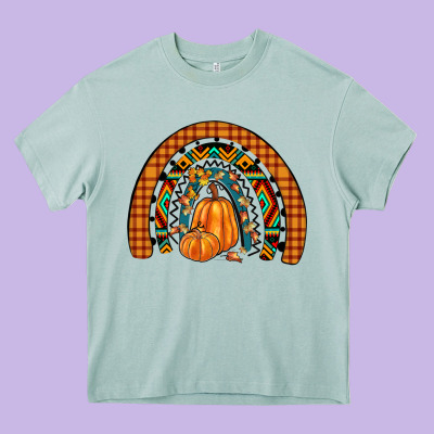 Fall Pumpkin Rainbow Heavy Core Tee Designed By Jahusdesignshop