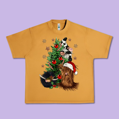 Heifer Cow Gnomies Christmas Tree Urban Heavy Tee Designed By Cowgirlartshop