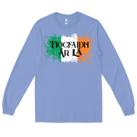 Colony Blue Tiocfaidh Ar La Vintage Ireland Irish Flag Gifts For Men Long Sleeve Tee - trangStudio