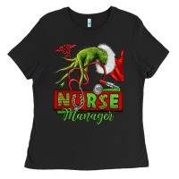 Black grinch hand nurse manager Ladies Tee - NancyCooperArtShop