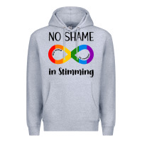 Heather Grey no Shame Stimming Premium Hoodie - CowhideDigitalArt