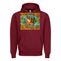 Burgundy Fall coop animals pumpkin Zipper Hoodie - Artiststas