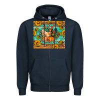 Navy Fall coop animals pumpkin Zipper Hoodie - Artiststas