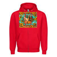 Red Fall coop animals pumpkin Zipper Hoodie - Artiststas