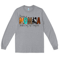 Heather Grey Being a Momma Makes My Life Complete Long Sleeve Tee - CowCowDesign