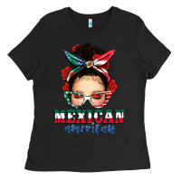 Mexican American Messy Bun Ladies Tee | Teevron