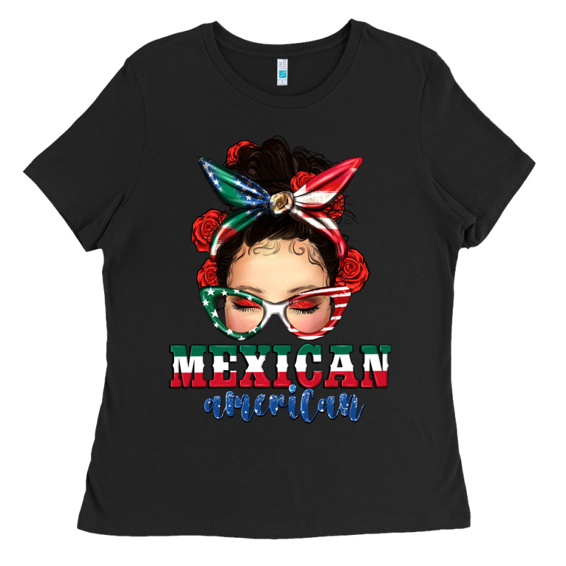 Mexican American Messy Bun Ladies Tee by texasbilliewilder | Teevron