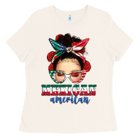 Bone Mexican American Messy Bun Ladies Tee - texasbilliewilder