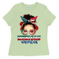 Matcha Mexican American Messy Bun Ladies Tee - texasbilliewilder