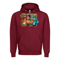Burgundy Farm Life Fall Barn And Truck Zipper Hoodie - Artiststas