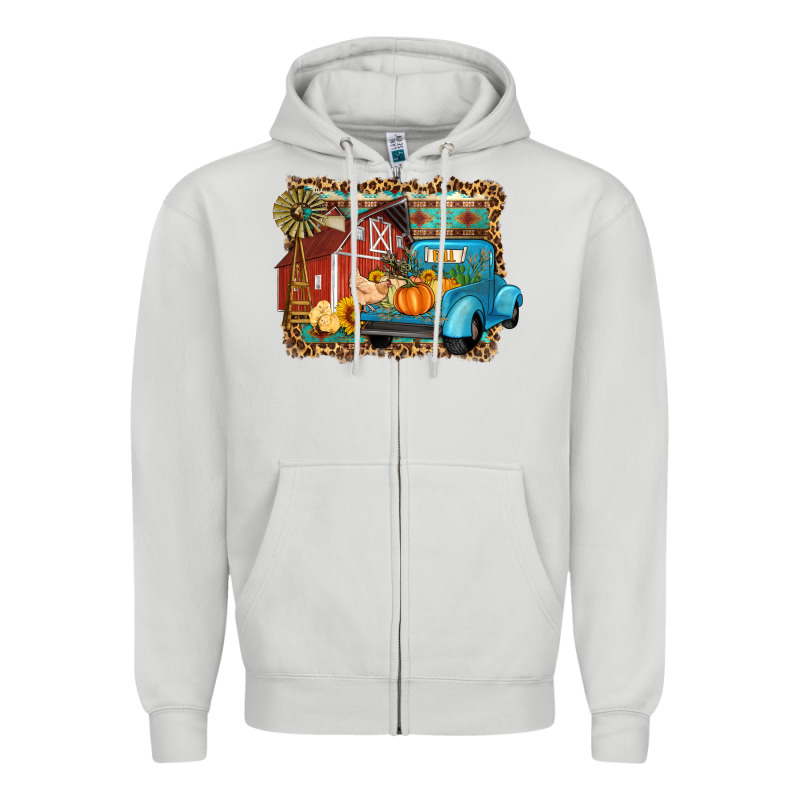 Farm Life Fall Barn And Truck Zipper Hoodie by Artiststas | Teevron