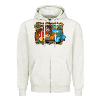 Oatmeal Heather Farm Life Fall Barn And Truck Zipper Hoodie - Artiststas
