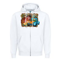 White Farm Life Fall Barn And Truck Zipper Hoodie - Artiststas