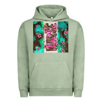 Pigment Oil Green pink floral nurse with flowers Urban Hoodie - AdoDesignShop
