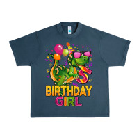 Midnight Navy 5 rd birthday girl t rex pink Urban Heavy Tee - CowGirlArtShop