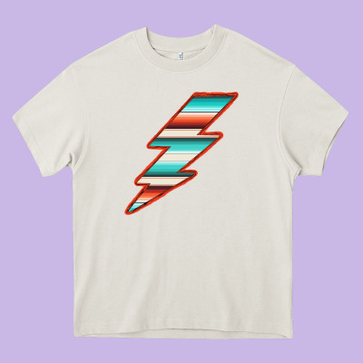 Teal And Orange Serape Lightning Heavy Core Tee Designed By Bettercallsaul