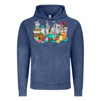 Vintage Denim Easter Hippopotamus coffee cups Easter Day Vintage Hoodie - CowGirlArtShop