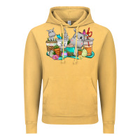 Vintage Mustard Easter Hippopotamus coffee cups Easter Day Vintage Hoodie - CowGirlArtShop