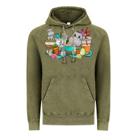 Vintage Olive Easter Hippopotamus coffee cups Easter Day Vintage Hoodie - CowGirlArtShop