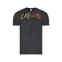 Vintage Black western christmas mama claus sunflowers and cactus Vintage Tee - Jasminsmagicworld