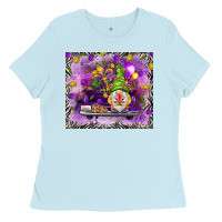 Baby Blue Mardi Gras gnome on the truck Ladies Tee - NancyCooperArtShop