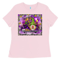 Bubblegum Pink Mardi Gras gnome on the truck Ladies Tee - NancyCooperArtShop