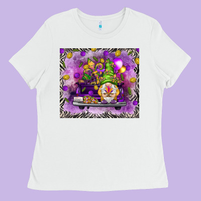 Mardi Gras Gnome On The Truck Ladies Tee Designed By Nancycooperartshop