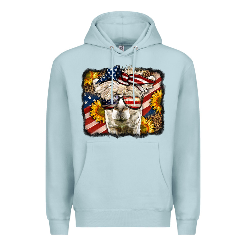 Western 4th Of July Lama Background Premium Hoodie by LillyAllenDesigns | Teevron