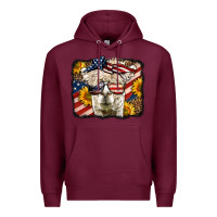 Burgundy Western 4th Of July Lama Background Premium Hoodie - LillyAllenDesigns