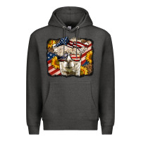 Charcoal Heather Western 4th Of July Lama Background Premium Hoodie - LillyAllenDesigns