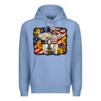 Colony Blue Western 4th Of July Lama Background Premium Hoodie - LillyAllenDesigns