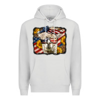 Dove Grey Western 4th Of July Lama Background Premium Hoodie - LillyAllenDesigns