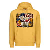 Mustard Western 4th Of July Lama Background Premium Hoodie - LillyAllenDesigns