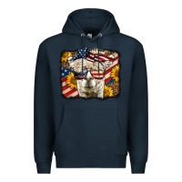 Navy Western 4th Of July Lama Background Premium Hoodie - LillyAllenDesigns