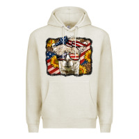 Oatmeal Heather Western 4th Of July Lama Background Premium Hoodie - LillyAllenDesigns