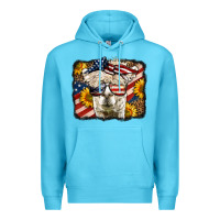 Ocean Blue Western 4th Of July Lama Background Premium Hoodie - LillyAllenDesigns